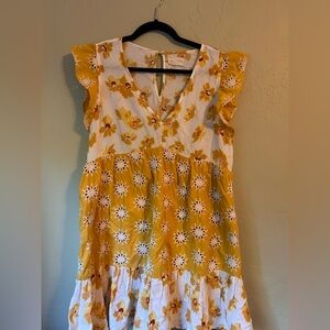 MELLODAY Yellow and White Floral Kids Dress